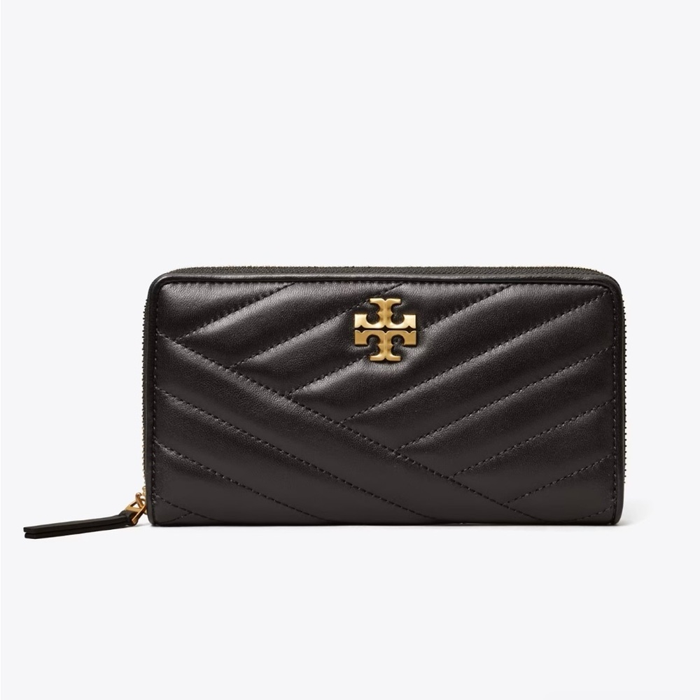 Tory Burch Kira Chevron Zip Continental Wallet - black, womens